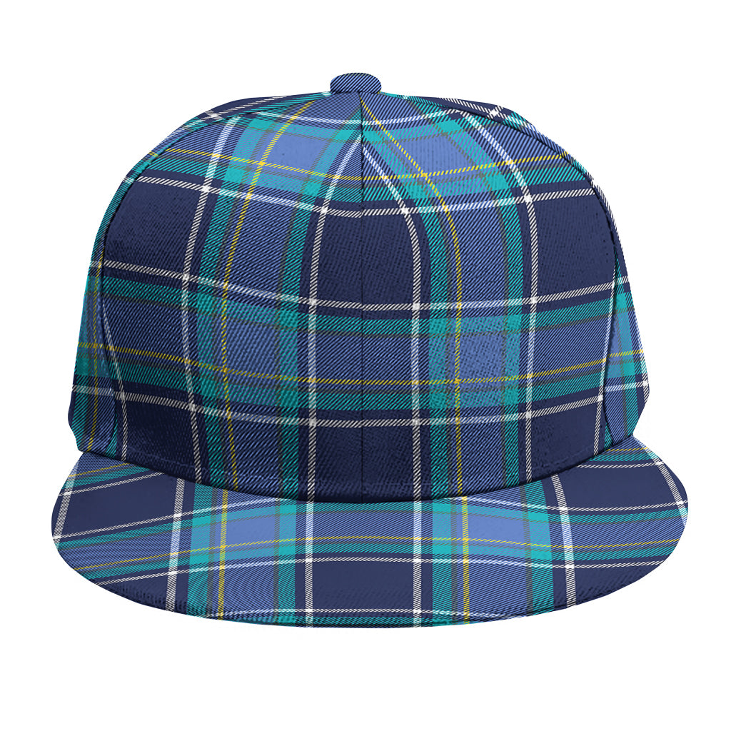 Blue And Teal Tartan Pattern Print Snapback Cap