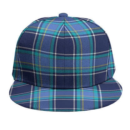 Blue And Teal Tartan Pattern Print Snapback Cap
