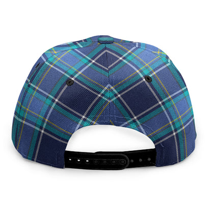 Blue And Teal Tartan Pattern Print Snapback Cap