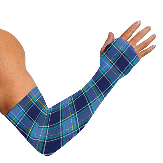 Blue And Teal Tartan Pattern Print Sun Protection Arm Sleeves
