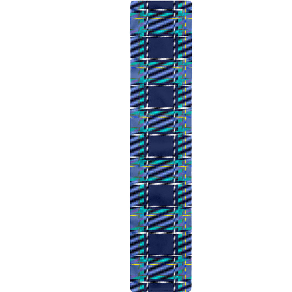Blue And Teal Tartan Pattern Print Table Runner