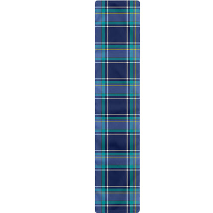 Blue And Teal Tartan Pattern Print Table Runner