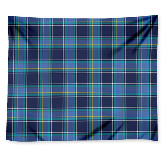 Blue And Teal Tartan Pattern Print Tapestry