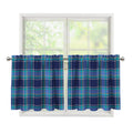 Blue And Teal Tartan Pattern Print Tier Curtains