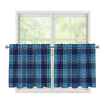 Blue And Teal Tartan Pattern Print Tier Curtains