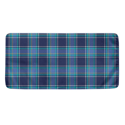 Blue And Teal Tartan Pattern Print Towel