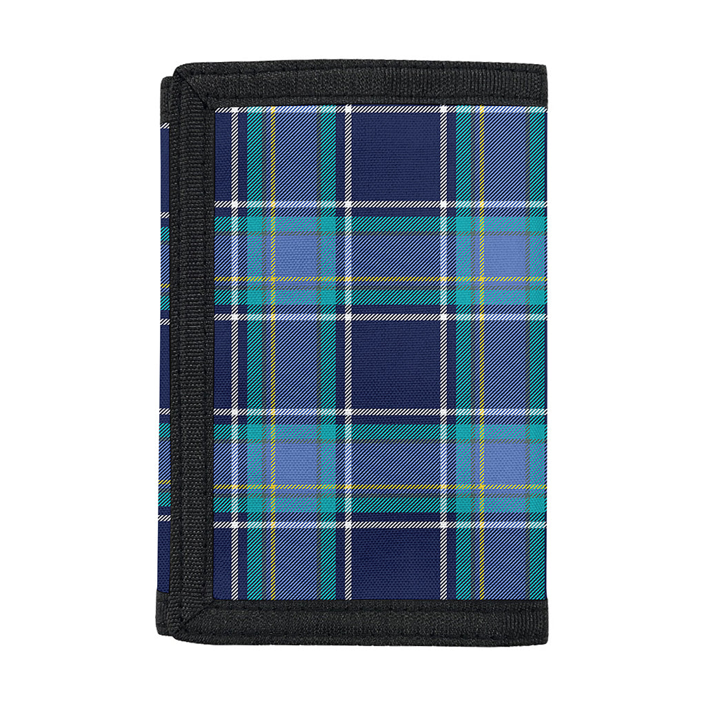 Blue And Teal Tartan Pattern Print Trifold Wallet
