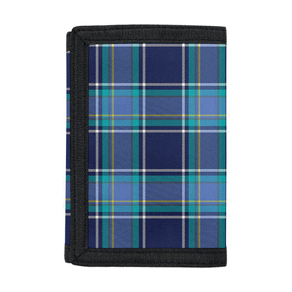 Blue And Teal Tartan Pattern Print Trifold Wallet