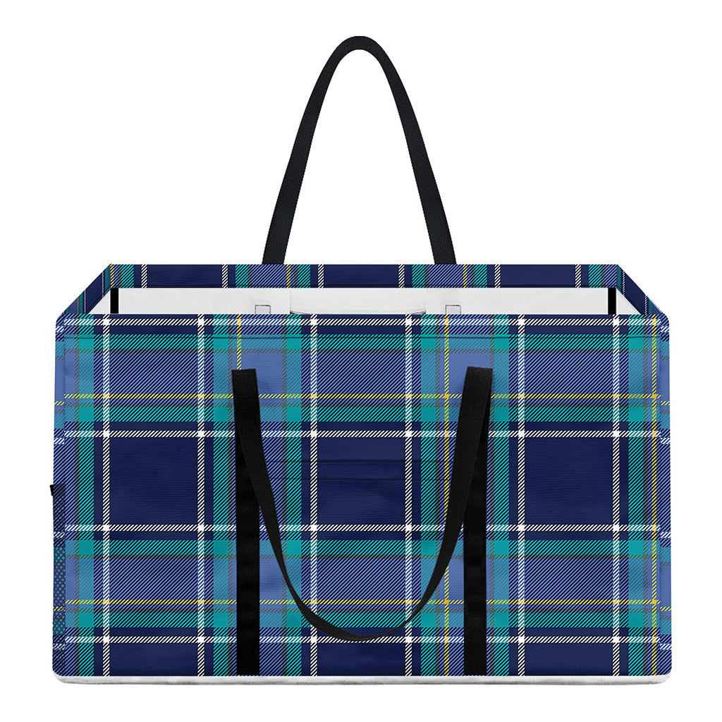 Blue And Teal Tartan Pattern Print Utility Tote Bag