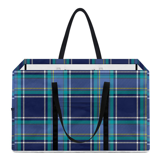 Blue And Teal Tartan Pattern Print Utility Tote Bag