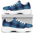 Blue And Teal Tartan Pattern Print White Chunky Shoes