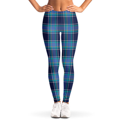 Blue And Teal Tartan Pattern Print Women's Leggings