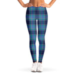 Blue And Teal Tartan Pattern Print Women's Leggings
