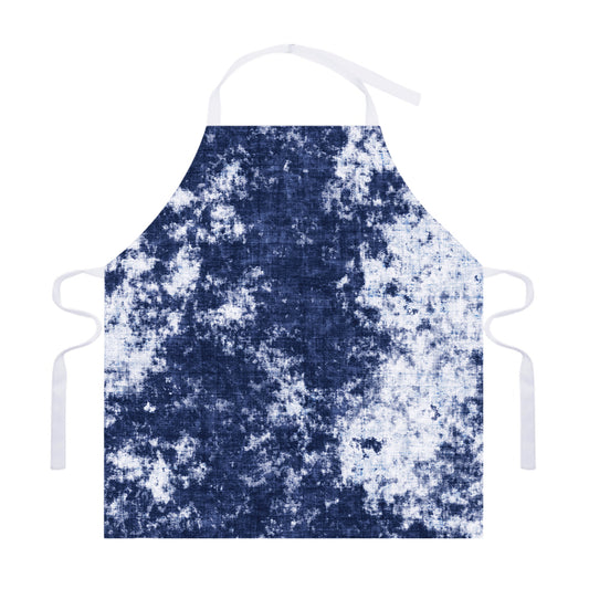 Blue And White Acid Wash Tie Dye Print Adjustable Apron