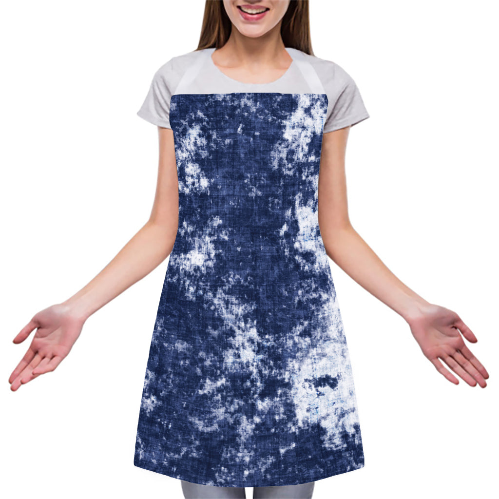 Blue And White Acid Wash Tie Dye Print Adjustable Apron