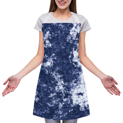 Blue And White Acid Wash Tie Dye Print Adjustable Apron