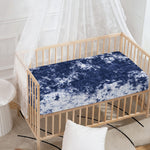 Blue And White Acid Wash Tie Dye Print Baby Crib Sheet