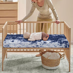 Blue And White Acid Wash Tie Dye Print Baby Crib Sheet