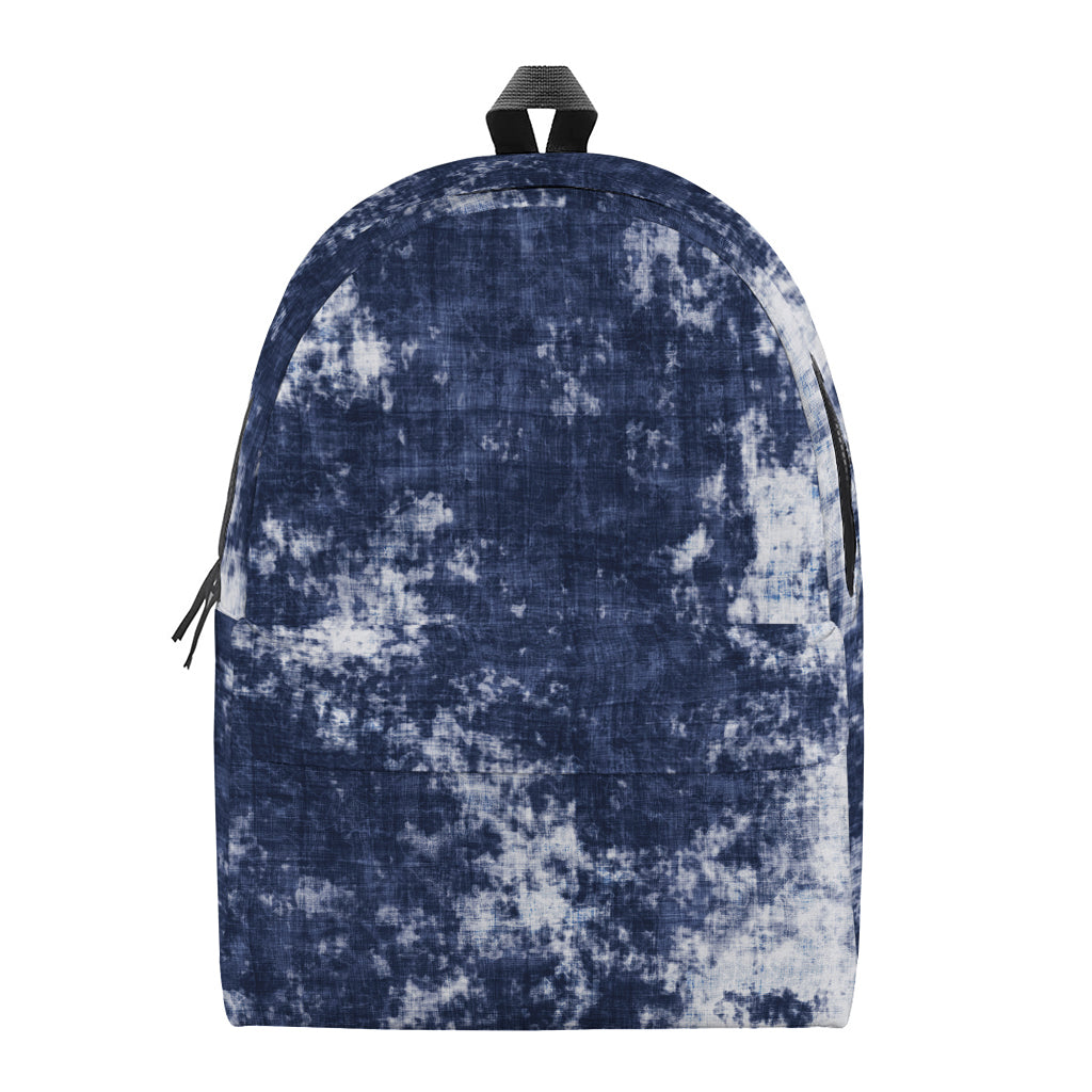 Blue And White Acid Wash Tie Dye Print Backpack