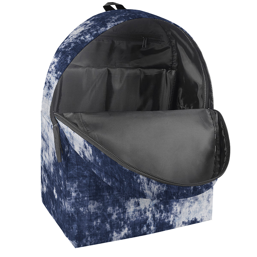 Blue And White Acid Wash Tie Dye Print Backpack