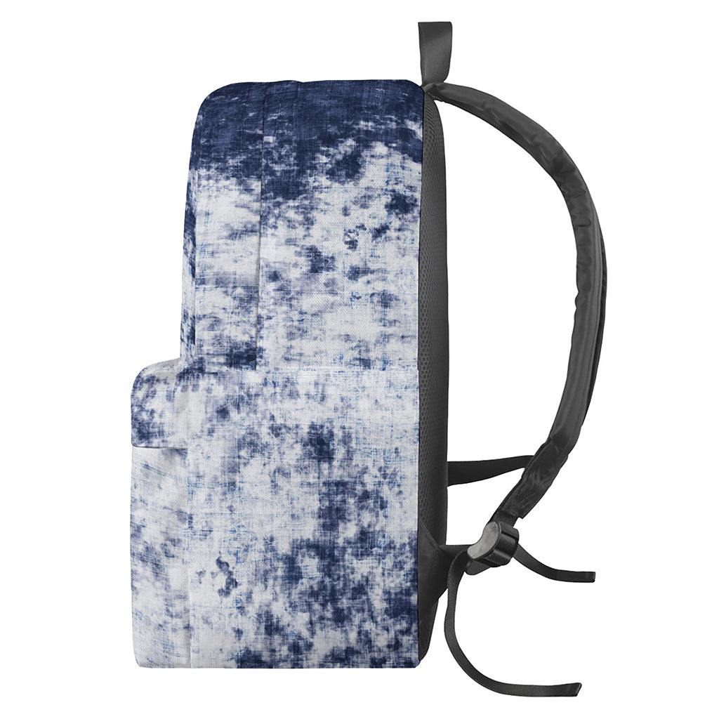 Blue And White Acid Wash Tie Dye Print Backpack
