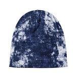 Blue And White Acid Wash Tie Dye Print Beanie