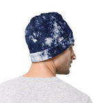 Blue And White Acid Wash Tie Dye Print Beanie