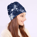 Blue And White Acid Wash Tie Dye Print Beanie