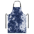 Blue And White Acid Wash Tie Dye Print Bib Apron With Pocket