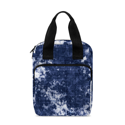 Blue And White Acid Wash Tie Dye Print Bible Tote Bag