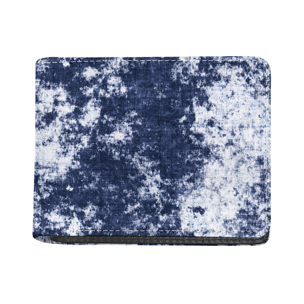 Blue And White Acid Wash Tie Dye Print Bifold Wallet