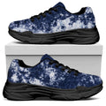 Blue And White Acid Wash Tie Dye Print Black Chunky Shoes