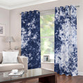 Blue And White Acid Wash Tie Dye Print Dimout Grommet Curtains