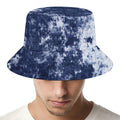 Blue And White Acid Wash Tie Dye Print Bucket Hat