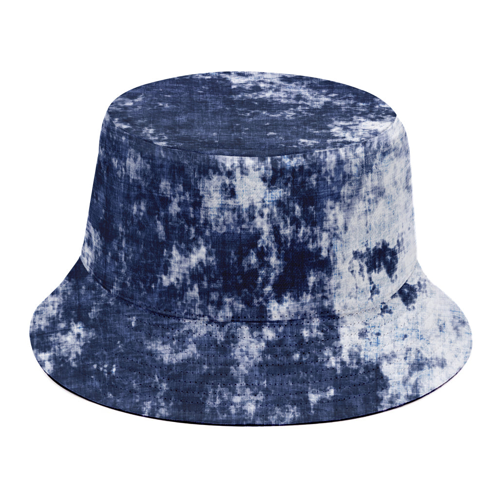 Blue And White Acid Wash Tie Dye Print Bucket Hat