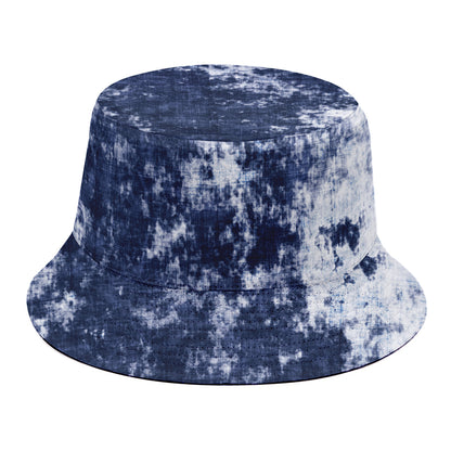 Blue And White Acid Wash Tie Dye Print Bucket Hat
