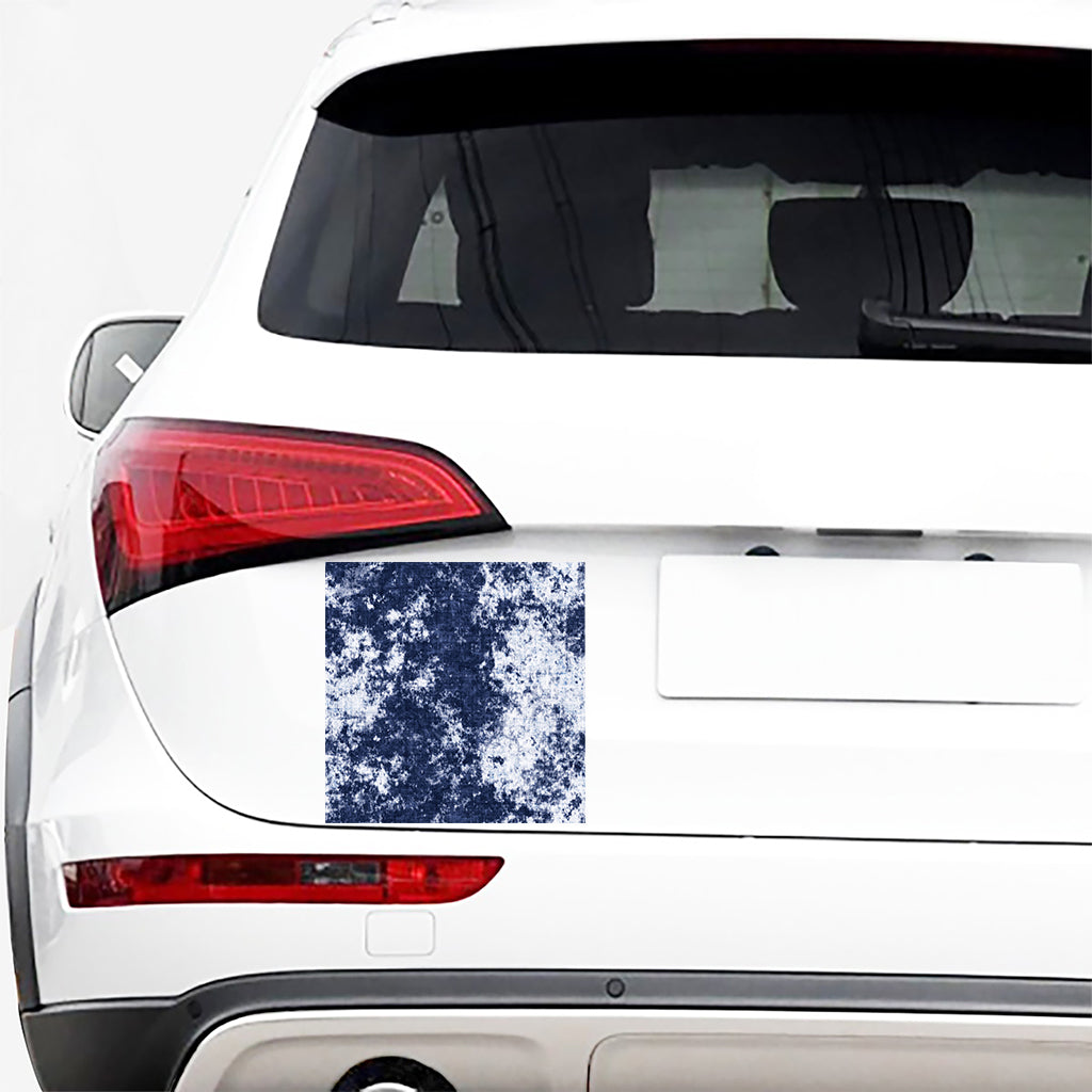 Blue And White Acid Wash Tie Dye Print Car Sticker