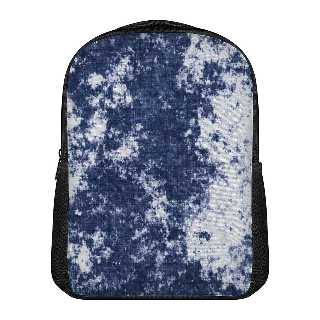 Blue And White Acid Wash Tie Dye Print Casual Backpack