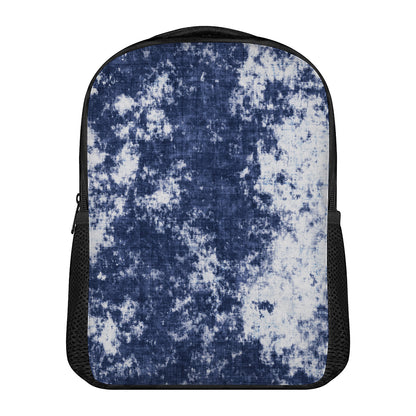 Blue And White Acid Wash Tie Dye Print Casual Backpack