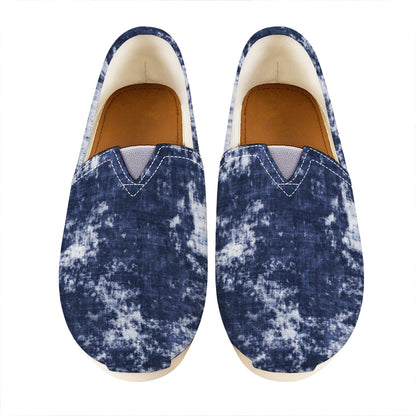 Blue And White Acid Wash Tie Dye Print Casual Shoes