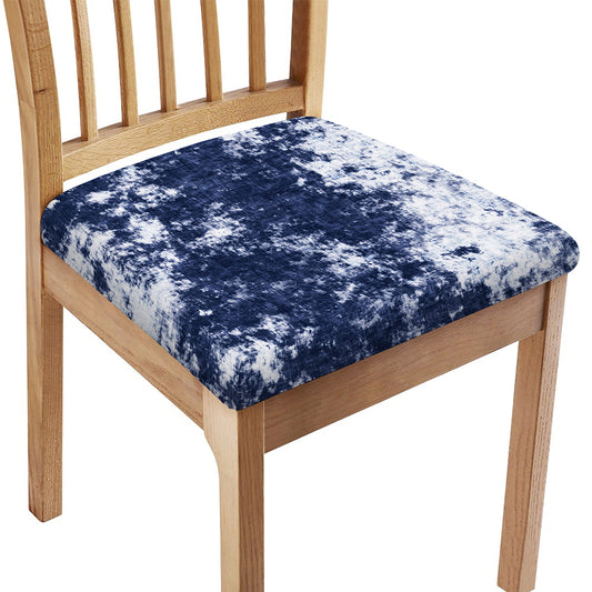Blue And White Acid Wash Tie Dye Print Chair Cushion Cover