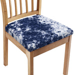 Blue And White Acid Wash Tie Dye Print Chair Cushion Cover