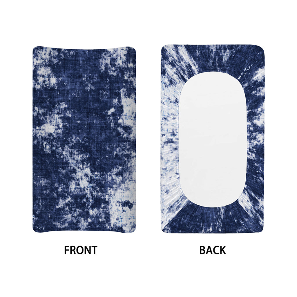 Blue And White Acid Wash Tie Dye Print Changing Pad Cover