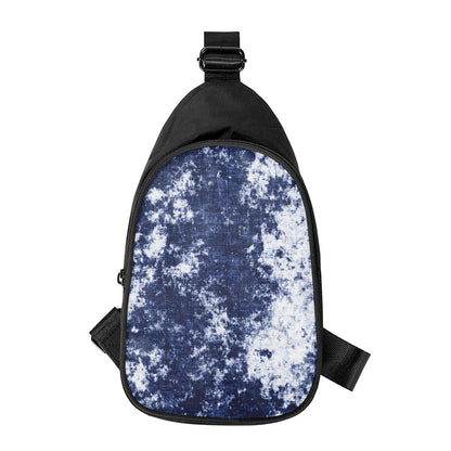 Blue And White Acid Wash Tie Dye Print Chest Bag