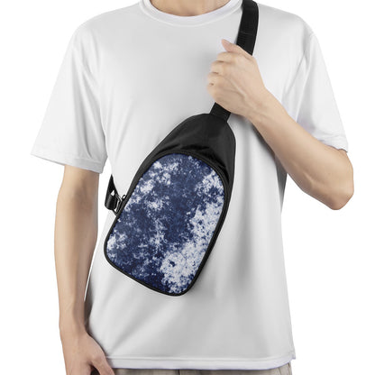 Blue And White Acid Wash Tie Dye Print Chest Bag