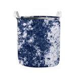 Blue And White Acid Wash Tie Dye Print Collapsible Laundry Basket