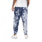 Blue And White Acid Wash Tie Dye Print Cotton Pants