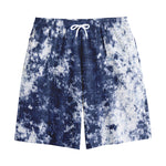 Blue And White Acid Wash Tie Dye Print Cotton Shorts