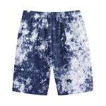 Blue And White Acid Wash Tie Dye Print Cotton Shorts