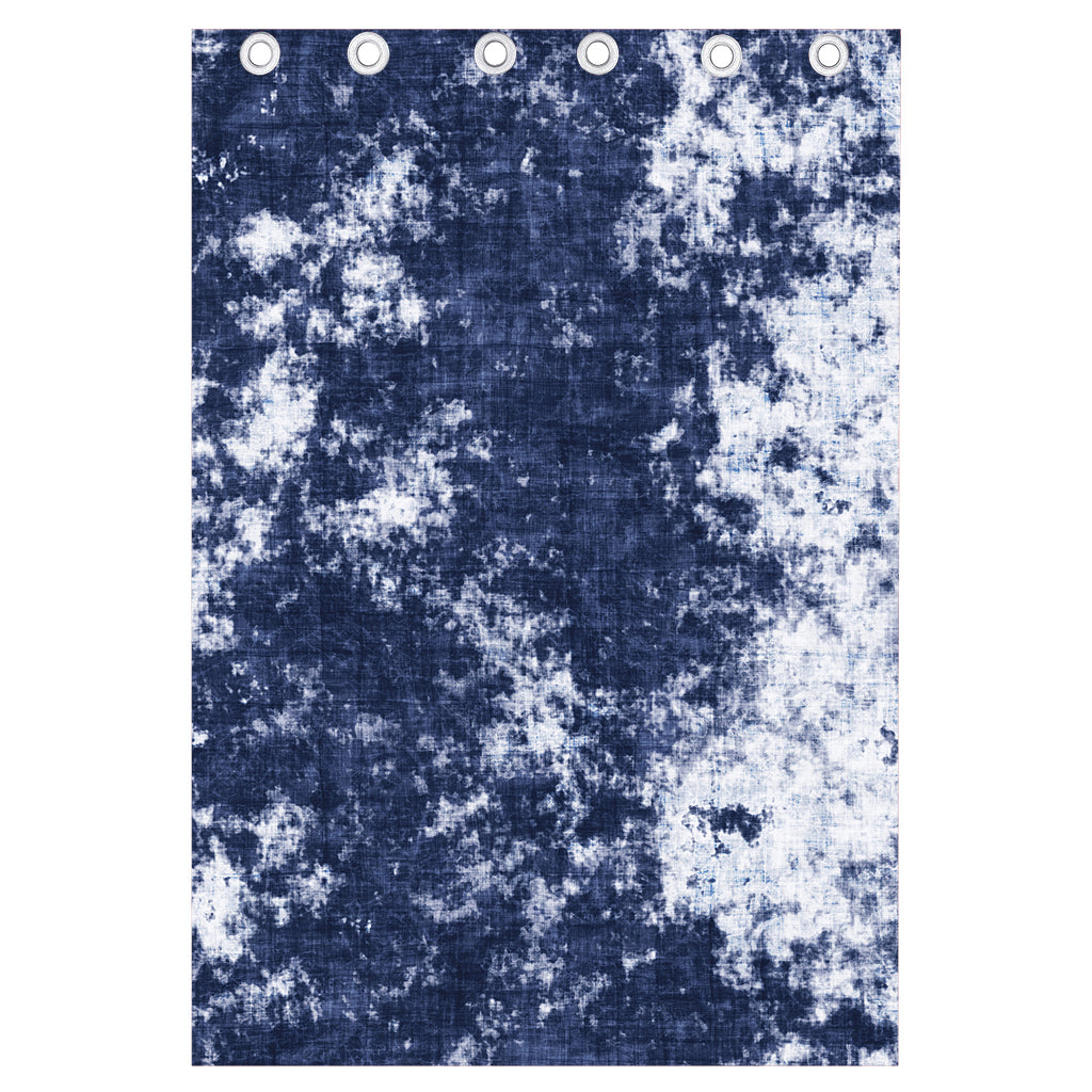 Blue And White Acid Wash Tie Dye Print Curtain